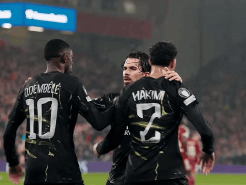 a group of soccer players one of whom has the number 10 on their back
