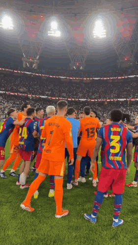 A Group Of Soccer Players With One Wearing The Number 13 GIF