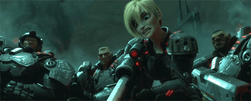 A Group Of Soldiers Are Gathered In A Dark Room And One Of Them Has A Gun GIF