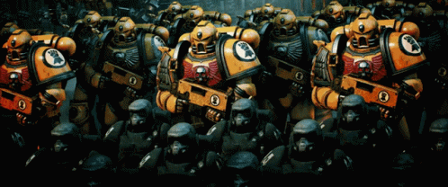 A Group Of Soldiers Are Lined Up In A Row And One Of Them Has The Letter O On Their Chest GIF