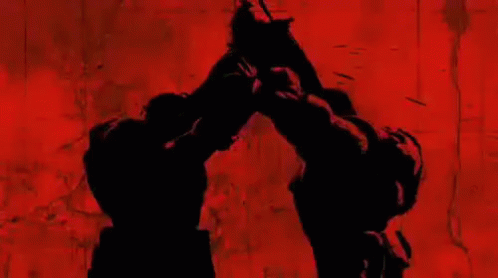 A Group Of Soldiers Are Standing Next To Each Other In Front Of A Red Wall . GIF