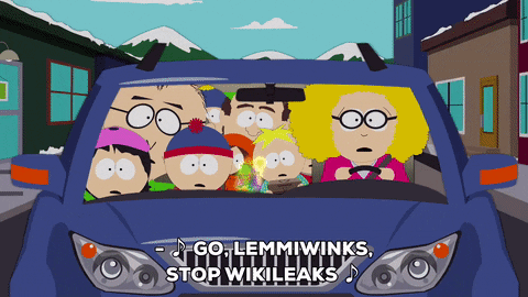 A Group Of South Park Characters Are Driving A Car GIF