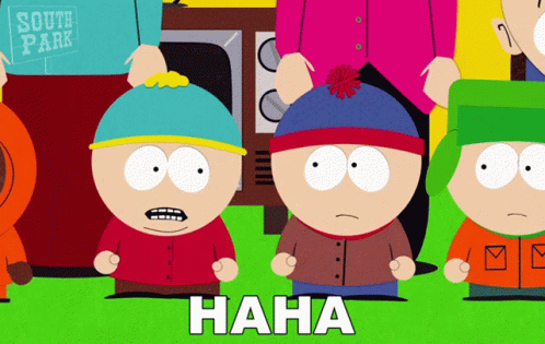 A Group Of South Park Characters Are Standing In A Line GIF