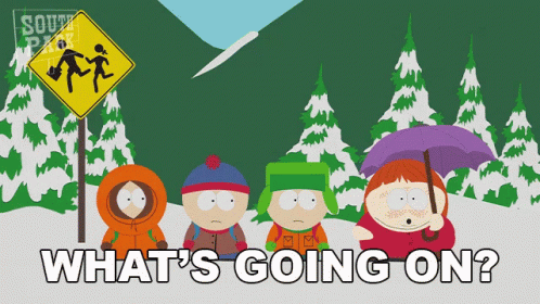 A Group Of South Park Characters Are Standing In Front Of A School Crossing Sign GIF