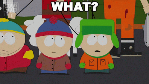 A Group Of South Park Characters Are Standing Next To Each Other And The Word What Is On The Bottom GIF