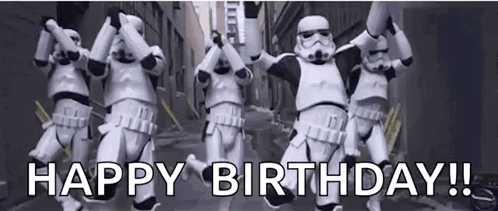 Stormtroopers Dancing Saying Happy Birthday GIF