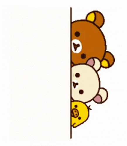 A Group Of Teddy Bears Peeking Over A Wall GIF