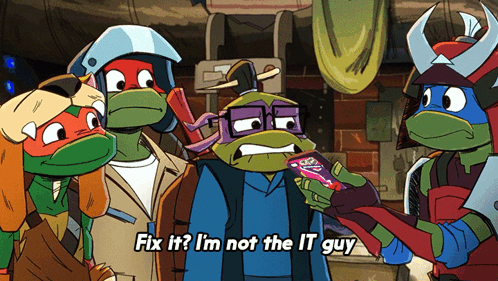 A Group Of Teenage Mutant Ninja Turtles Are Talking To Each Other And One Of Them Says Fix It GIF