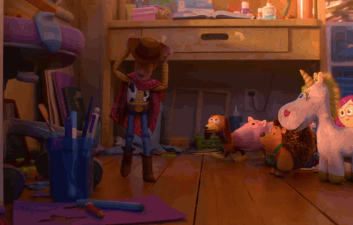 A Group Of Toy Story Characters Including Mr Potato Head And Hedgehog GIF