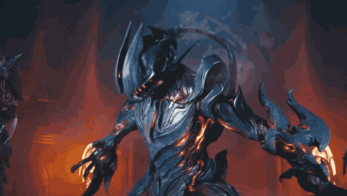 A Group Of Warriors Standing Next To Each Other In A Dark Room GIF