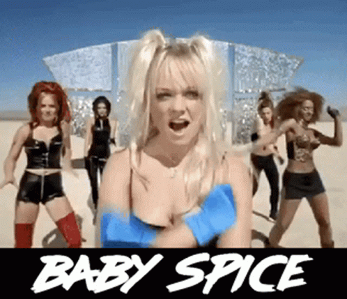 A Group Of Women Are Dancing In A Video For Baby Spice . GIF