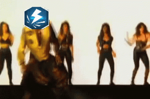 A Group Of Women Are Dancing In Front Of A White Background GIF
