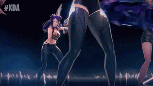 A Group Of Women Are Dancing With The Hashtag #Kda GIF
