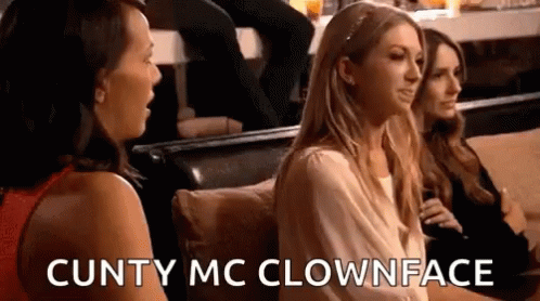 A Group Of Women Are Sitting On A Couch And One Of Them Is Making A Clown Face . GIF