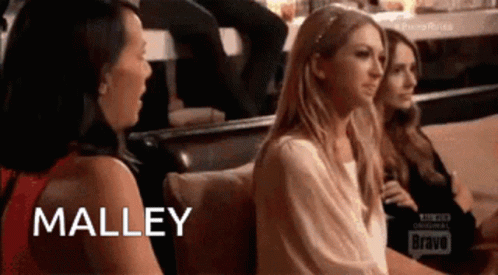 A Group Of Women Are Sitting On A Couch And One Of Them Is Named Malley . GIF