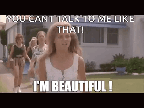 A Group Of Women Are Walking Down A Street And One Of Them Says " You Cant Talk To Me Like That ! " GIF