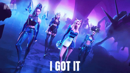A Group Of Women Standing Next To Each Other With The Words " I Got It " In White Letters GIF