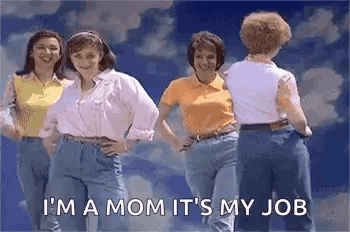 A Group Of Women Standing Next To Each Other With Their Hands On Their Hips And A Blue Sky In The Background . GIF