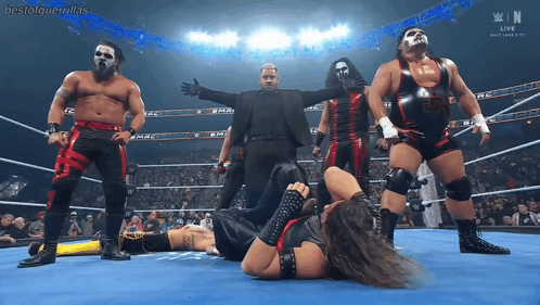A Group Of Wrestlers Are In A Wrestling Ring With The Words Bestofguerillas Written On The Bottom GIF