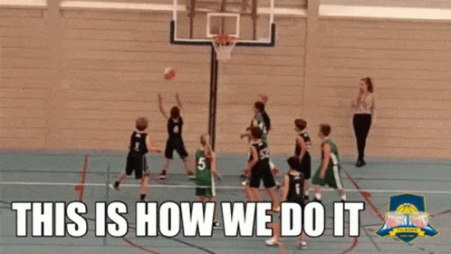 A Group Of Young Boys Are Playing Basketball On A Court And The Caption Says This Is How We Do It GIF
