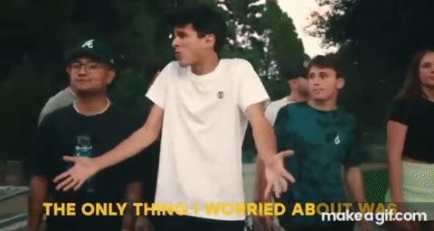A Group Of Young Men Are Standing In A Line With The Words The Only Thing I Worried About Was Makeagif.com In The Corner GIF