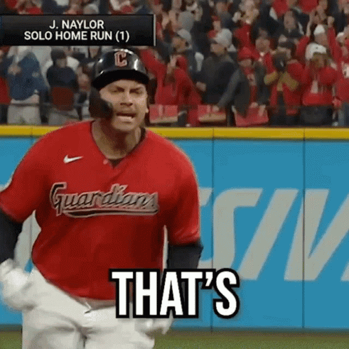 A Guardians Baseball Player Says That 'S During A Solo Home Run GIF