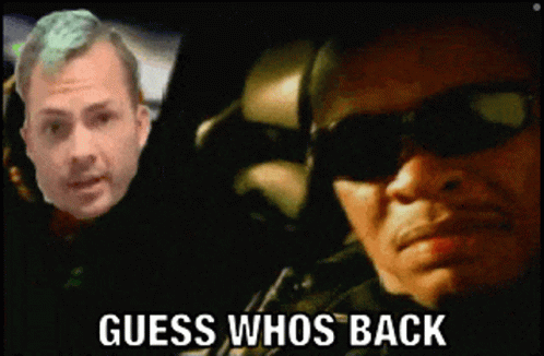 A Guess Whos Back Poster With A Man In Sunglasses GIF