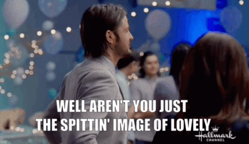 A Hallmark Channel Advertisement Shows A Man And A Woman Dancing GIF