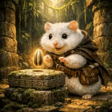 a hamster in a cape holds a sunflower seed