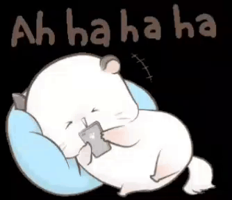 A Hamster Is Laying On A Pillow Holding A Cell Phone And Laughing . GIF