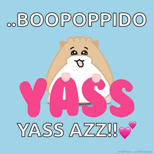 A Hamster Says Boopoppido Yass Yass Azz On A Blue Background GIF