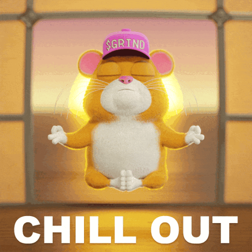 a hamster wearing a pink hat that says grind