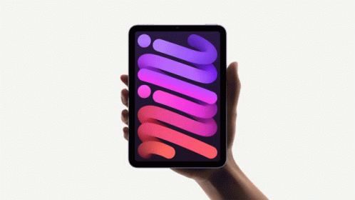 A Hand Is Holding A Cell Phone With A Purple And Red Swirl On The Screen GIF
