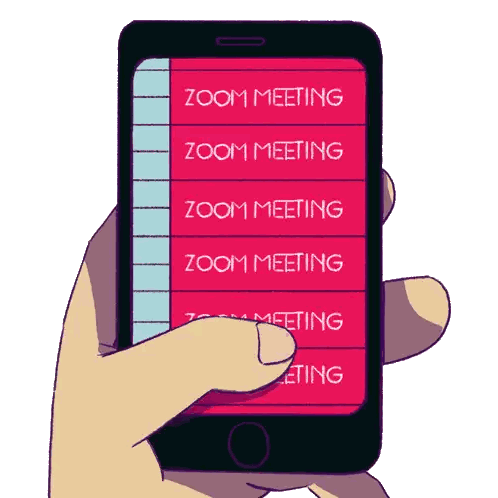 a hand is holding a cell phone with a screen that says zoom meeting
