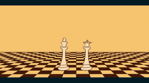 A Hand Is Holding A Chess Piece Over A King And Queen GIF