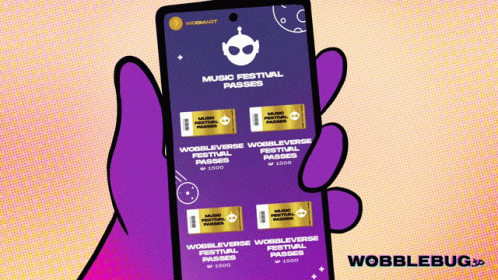 a hand is holding a phone that says music festival passes on it