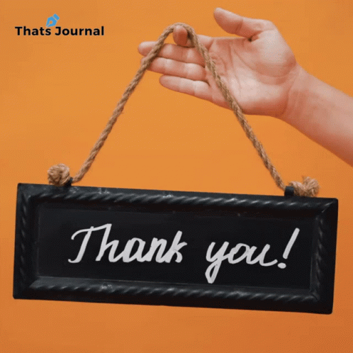 A Hand Is Holding A Sign That Says " Thank You " GIF