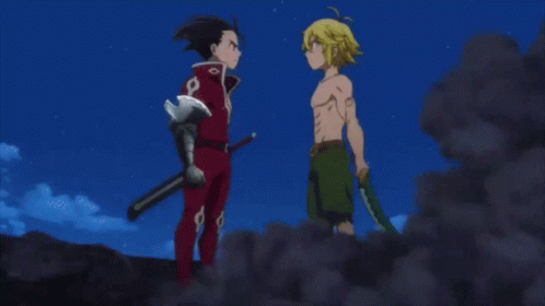 A Hand Is Holding A Sword With A Symbol On The Handle GIF