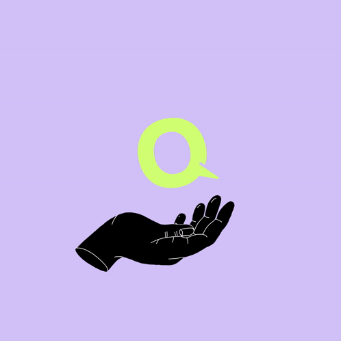 A Hand Is Holding A Yellow Circle That Says Q GIF