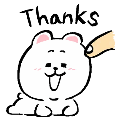 a hand is petting a cartoon bear 's head with the words `` thanks '' written above it .