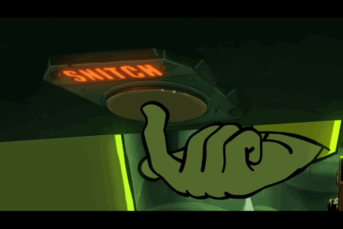 A Hand Is Pressing A Button That Says ' Switch ' On It GIF