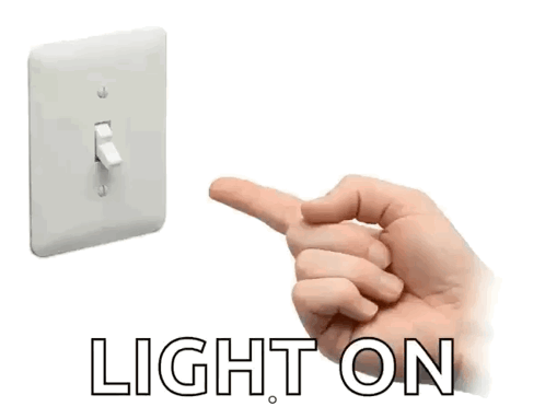 A Hand Is Pressing A Light Switch With The Word Light On Below GIF