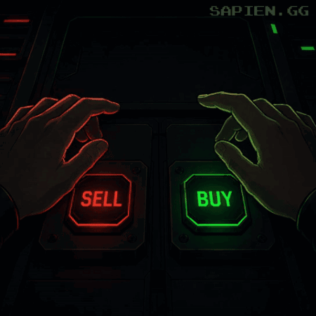 A Hand Is Pressing A Red Sell Button And Another Hand Is Pressing A Green Buy Button GIF