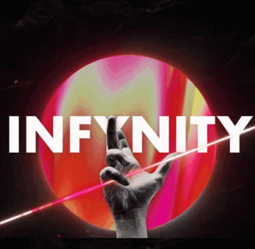 A Hand Is Reaching Out Towards The Word Infinity GIF