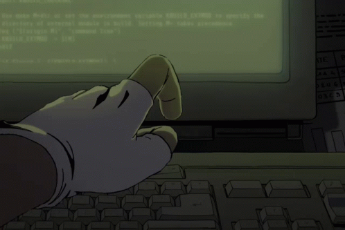 A Hand Is Typing On A Keyboard With A Screen Behind It That Says " Use Make Rules To Set The Environment Variable " GIF