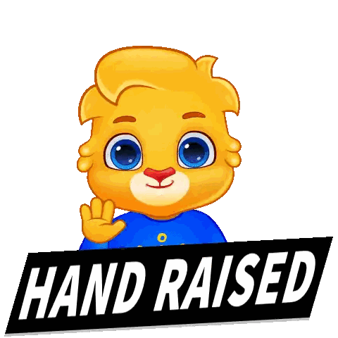 a hand raised sticker with a cartoon character on it