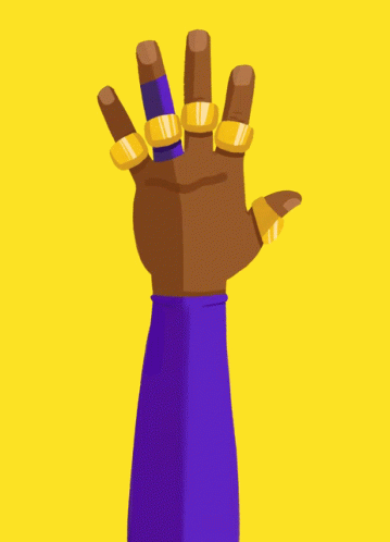 A Hand With Gold Rings On The Fingers And A Purple Sleeve GIF
