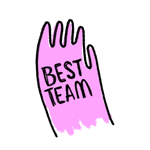 a hand with the words `` best team '' written on it .