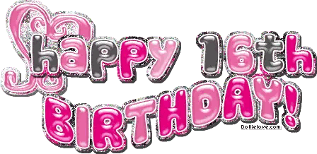 a happy 16th birthday sign with a white background