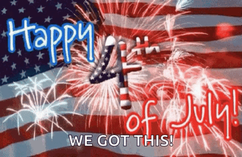 A Happy 4Th Of July Greeting Card With Fireworks In The Background GIF
